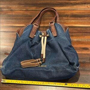 Liz Claiborne Denim and Leather Tote Bag